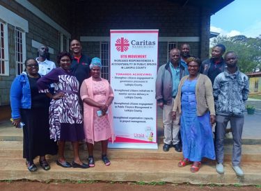A photo of the Civic Educators who had attended a monthly validation meeting hosted by Caritas Nyahururu.